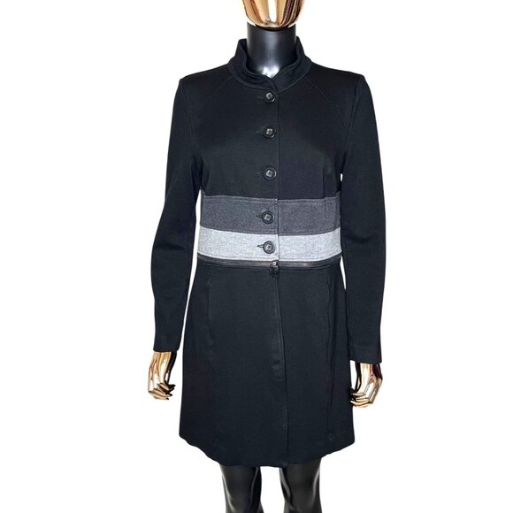 CAbi Black Gray Convertible Zip-Off Jacket Coat Size Medium #3176 - Picture 3 of 11